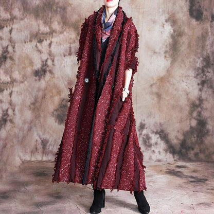 Buykud Burr Stripe Casual Retro Loose Trench Coat