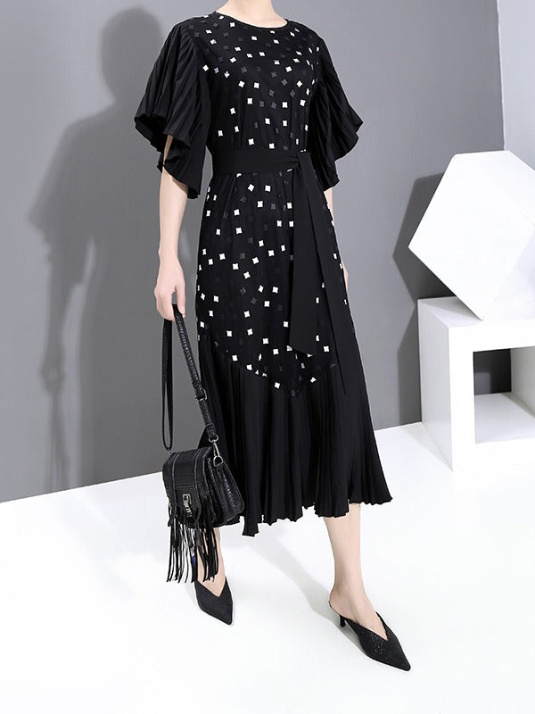 LOOSE GRACEFUL RUFFLED STARS LONG DRESS