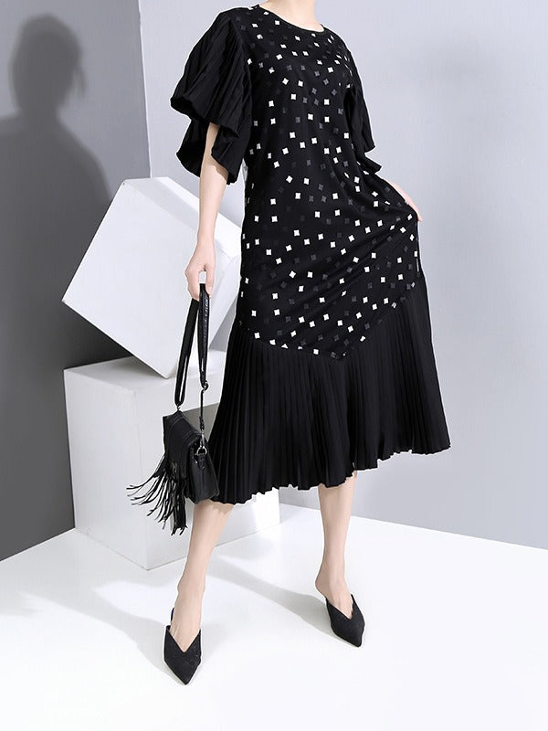 LOOSE GRACEFUL RUFFLED STARS LONG DRESS