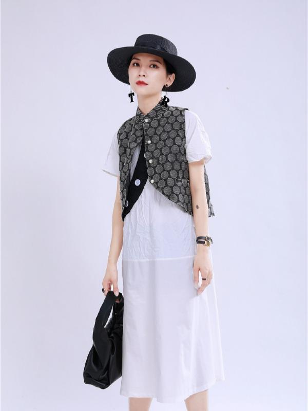 Irregular Split-Joint A Line Button Midi Dress