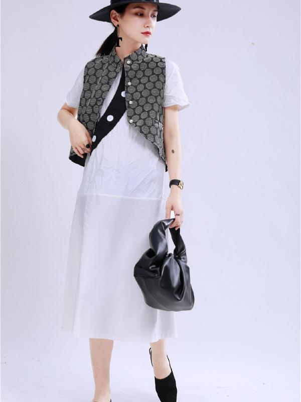 Irregular Split-Joint A Line Button Midi Dress