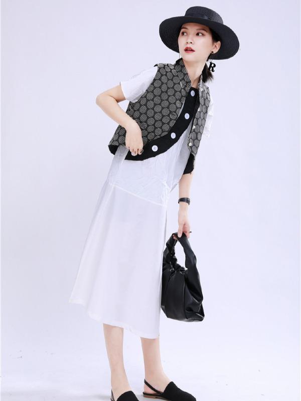 Irregular Split-Joint A Line Button Midi Dress