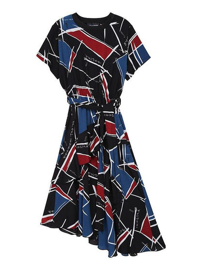 Loose Floral A-Line Stratified Long Dress
