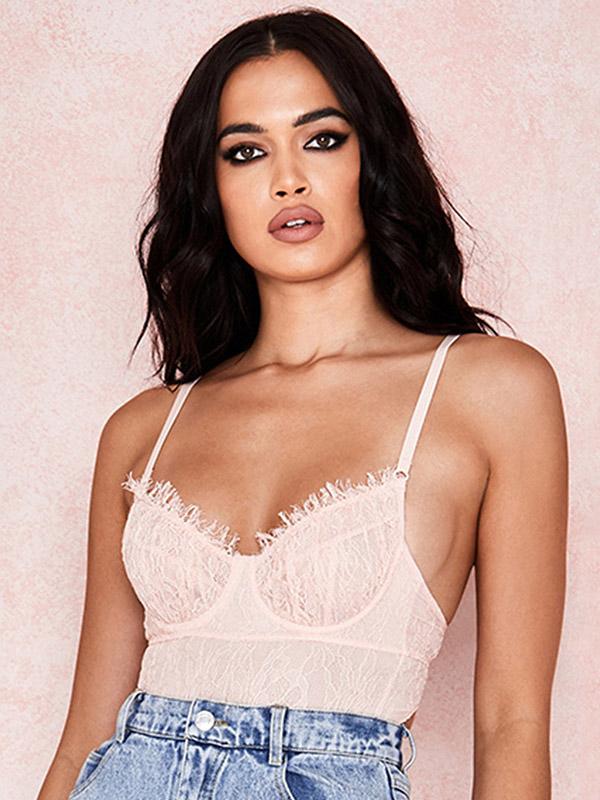 Eyelash Lace Underwired Bodysuit Lingerie