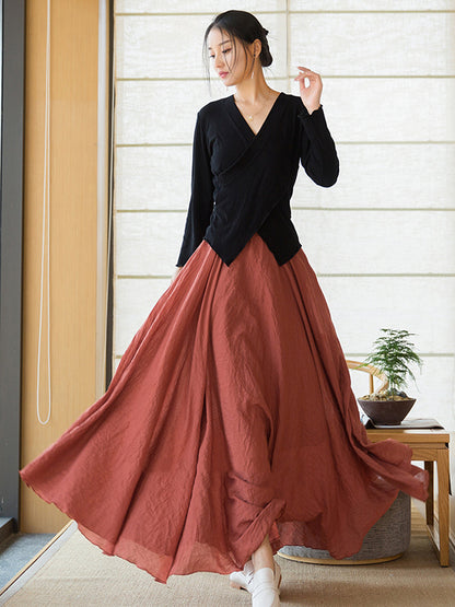 Original Loose Simple Linen Cotton Skirt