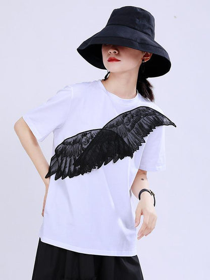 Loose Urban Wing Embroidery T-Shirt