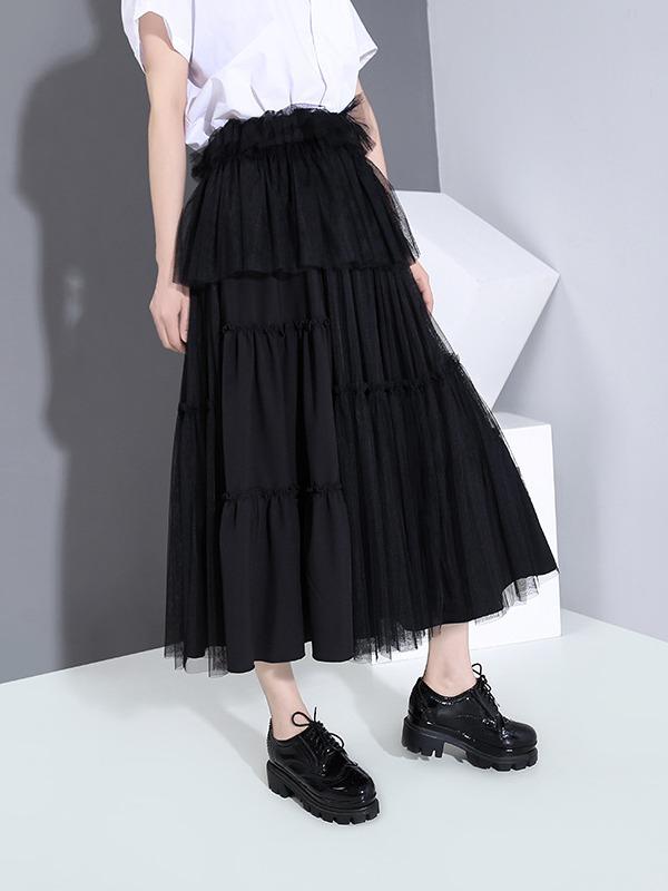 New Empire Solid Pleated Gauze Skirt