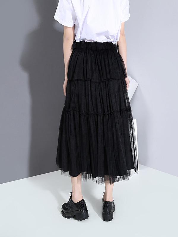 New Empire Solid Pleated Gauze Skirt