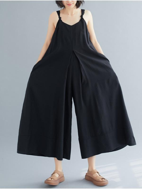 Loose Simple Solid Wide Leg Jumpsuits