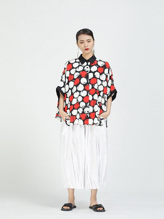 Loose Polka-Dot Cropped T-Shirt Tops