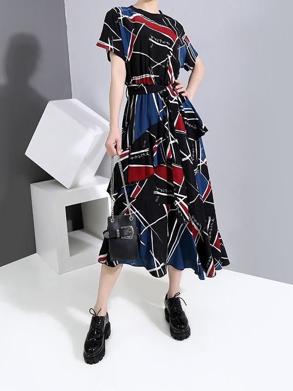 Loose Floral A-Line Stratified Long Dress