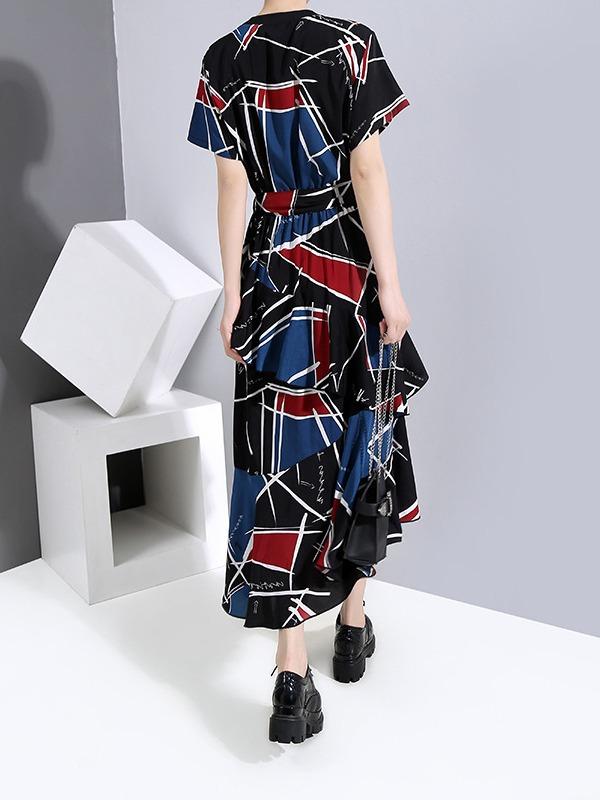 Loose Floral A-Line Stratified Long Dress