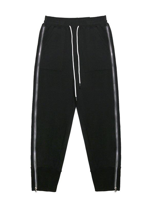Plus Size Loose Lac-Up Zipper Sports Pants