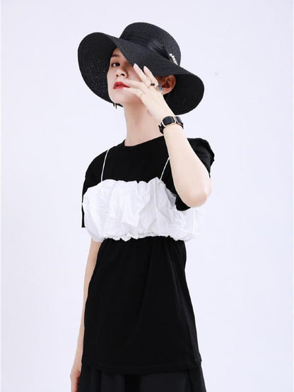 Original Two-Pieces Bishop Sleeve Round-Neck T-Shirt