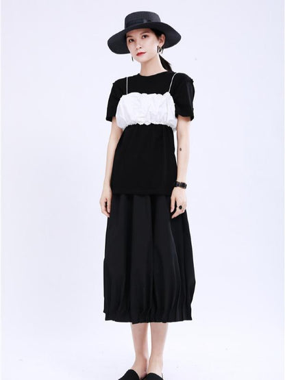 Original Two-Pieces Bishop Sleeve Round-Neck T-Shirt