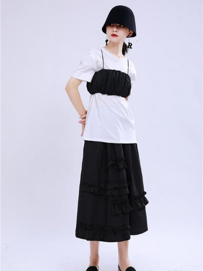 Original Two-Pieces Bishop Sleeve Round-Neck T-Shirt