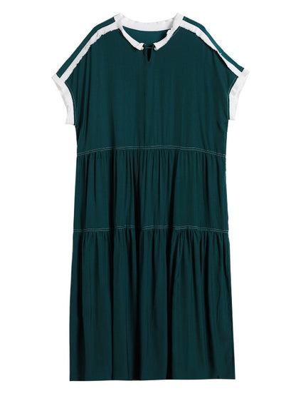 LOOSE SPLIT-JOINT PLEATED MIDI DRESS