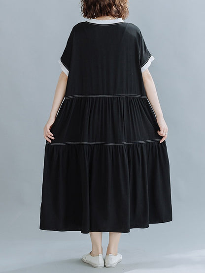 LOOSE SPLIT-JOINT PLEATED MIDI DRESS