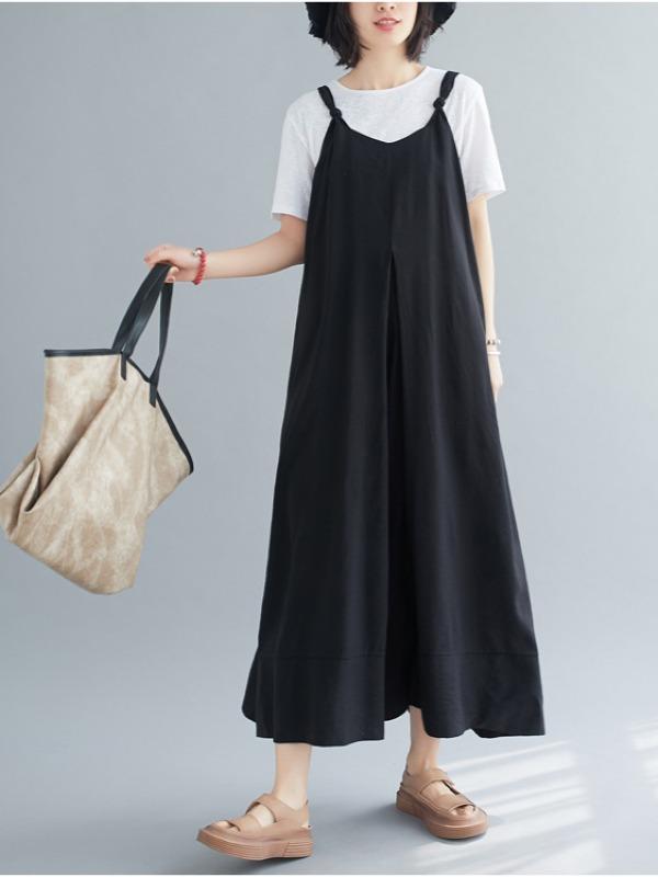 Loose Simple Solid Wide Leg Jumpsuits