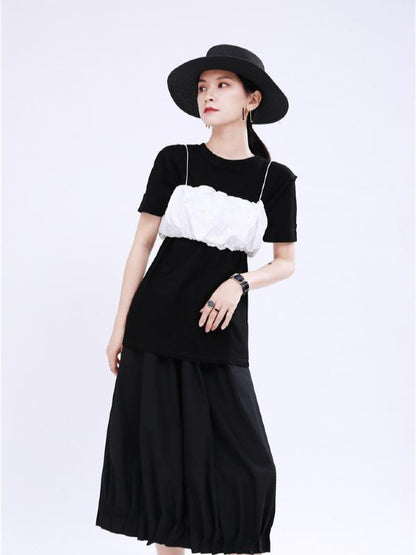 Original Two-Pieces Bishop Sleeve Round-Neck T-Shirt