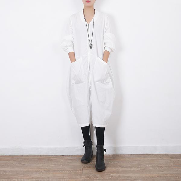 Women Autum Spring Round Nech Long Sleeve Coat