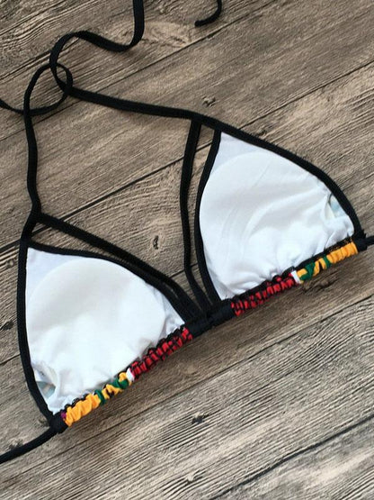 Ethnic Triangle Top With High Cut Panty Bikini Set