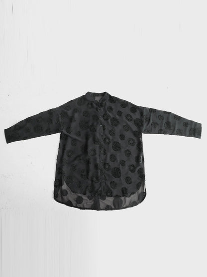 Stylish Buttoned Stand Collar Long Sleeves Blouse Tops