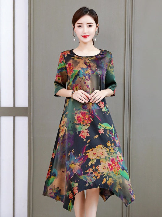 LOOSE FLOWER PRINTED NATIONAL DRESS