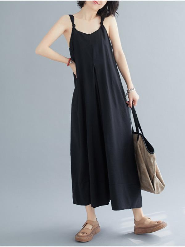 Loose Simple Solid Wide Leg Jumpsuits