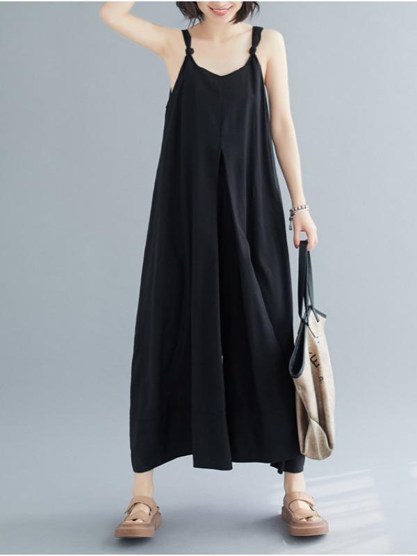 Loose Simple Solid Wide Leg Jumpsuits
