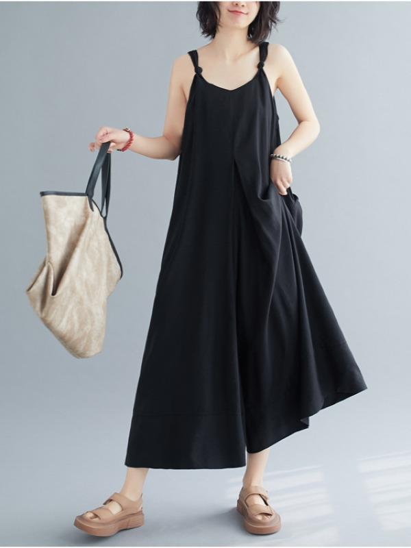 Loose Simple Solid Wide Leg Jumpsuits