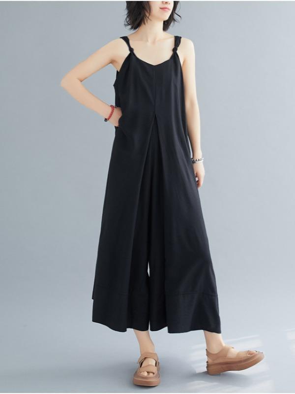 Loose Simple Solid Wide Leg Jumpsuits