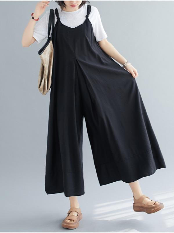 Loose Simple Solid Wide Leg Jumpsuits