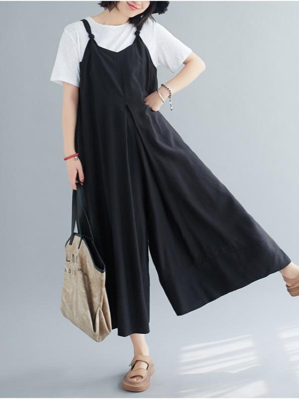 Loose Simple Solid Wide Leg Jumpsuits