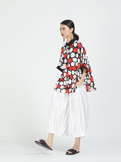 Loose Polka-Dot Cropped T-Shirt Tops