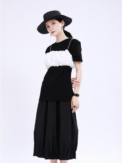 Original Two-Pieces Bishop Sleeve Round-Neck T-Shirt
