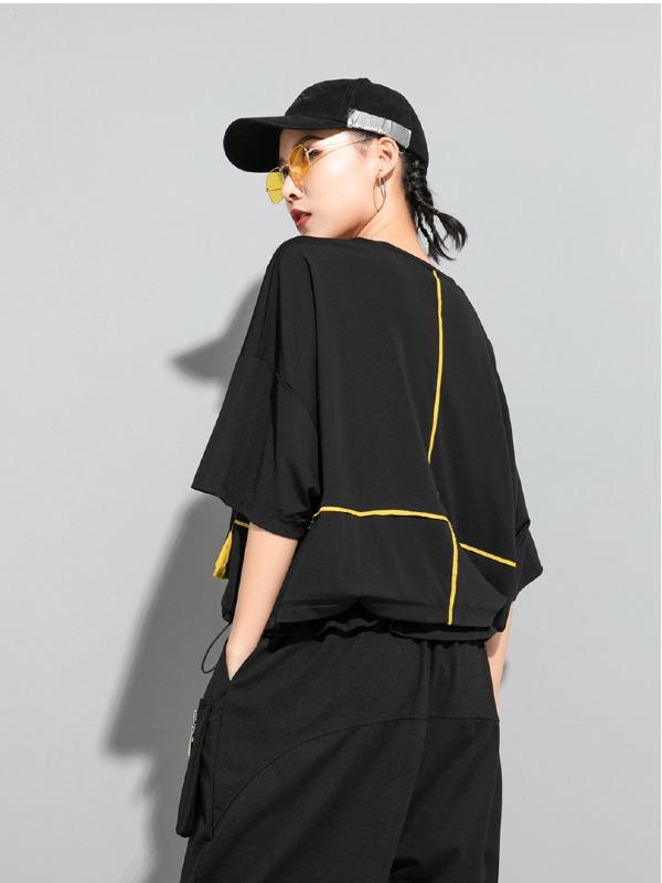 Loose Split-Joint Solid Bat Sleeves T-Shirt