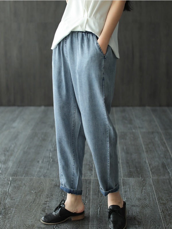 LOOSE SIMPLE COMFORTABLE JEAN HAREM PANTS