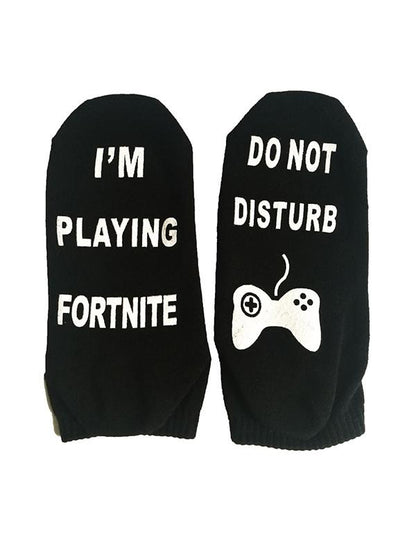 Letter Printed Solid Color Socks