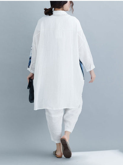 LOOSE INK PRINTED LONG SLEEVE SHIRTS