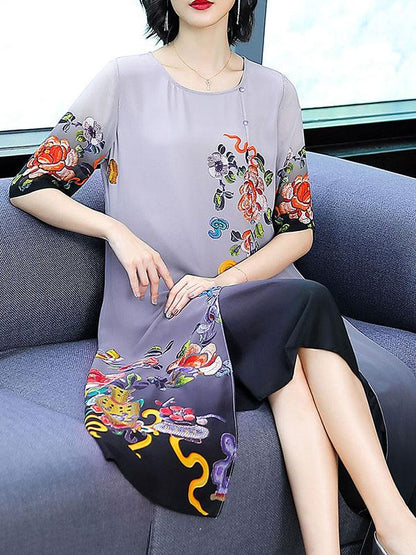Silk Printed Double Layer Dress