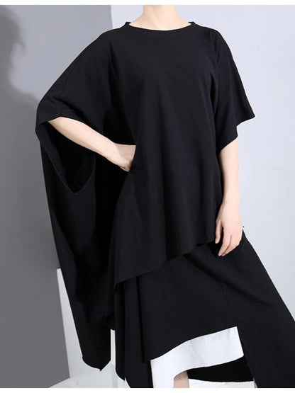 Original Cropped Batwing Sleeves Solid T-Shirts