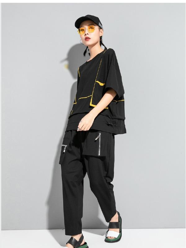 Loose Split-Joint Solid Bat Sleeves T-Shirt