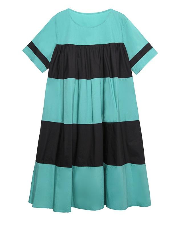 Plus Size Wide Stripes A-Line Midi Dress