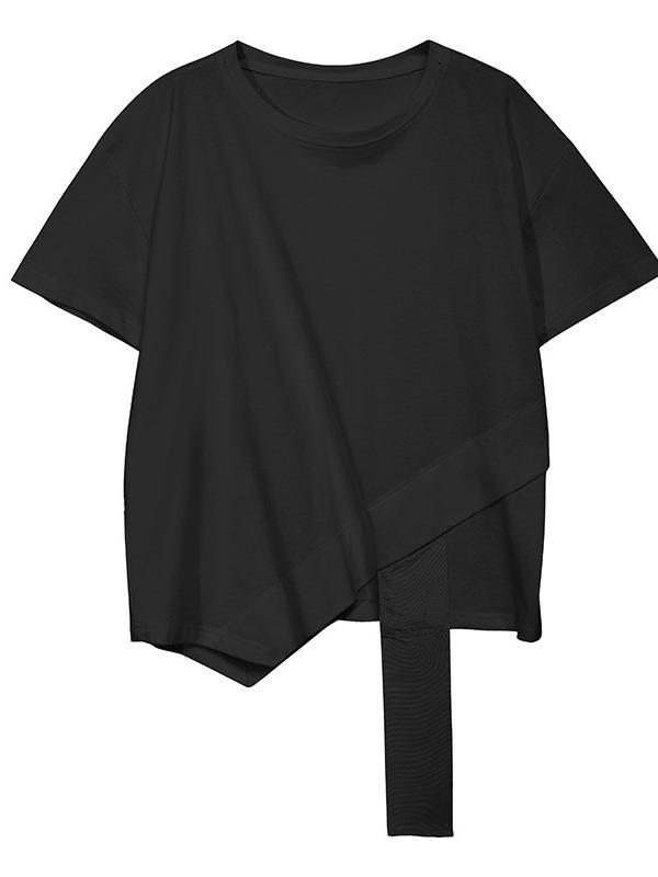 Original Split-Joint Solid Cropped T-Shirts Tops