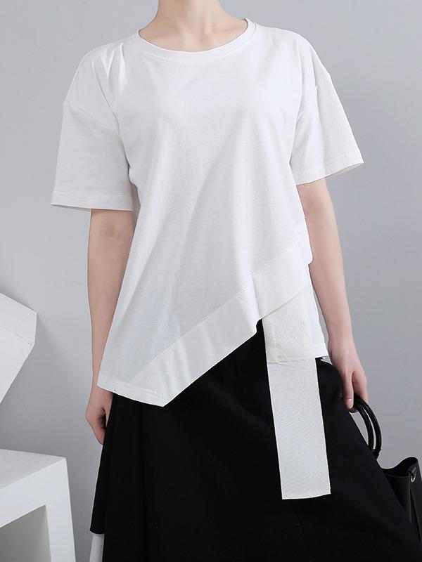 Original Split-Joint Solid Cropped T-Shirts Tops