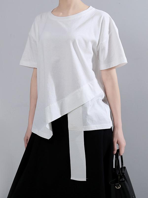 Original Split-Joint Solid Cropped T-Shirts Tops