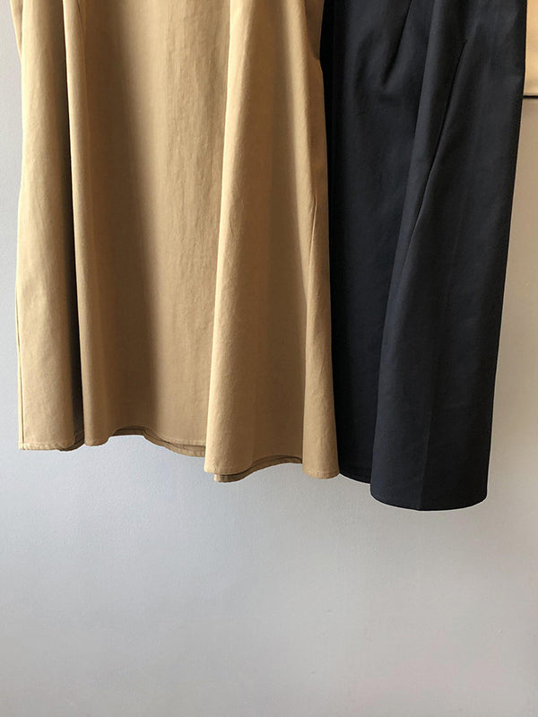 Casual Split-Joint Solid Color Round-Neck Sleeveless Mini Dress