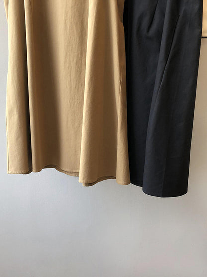 Casual Split-Joint Solid Color Round-Neck Sleeveless Mini Dress