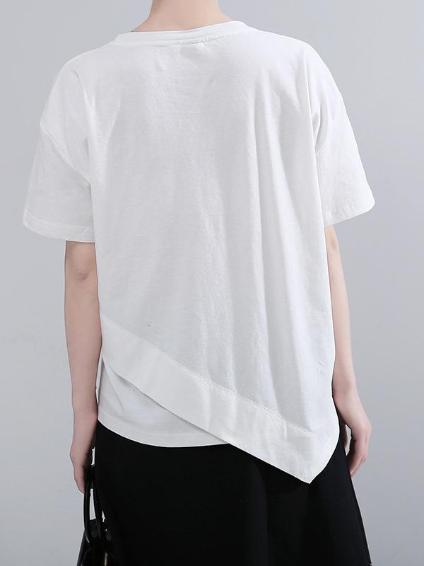 Original Split-Joint Solid Cropped T-Shirts Tops